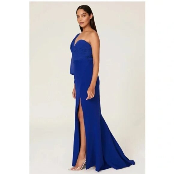 ELLE ZEITOUNE Charles One Shoulder Gown in Blue Size Large - Picture 11 of 14